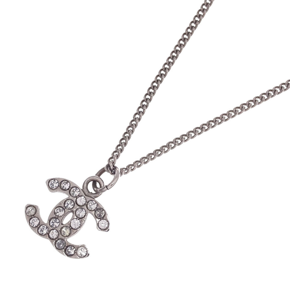 Chanel Coco Mark Rhinestone Necklace, Metal, Women's CHANEL